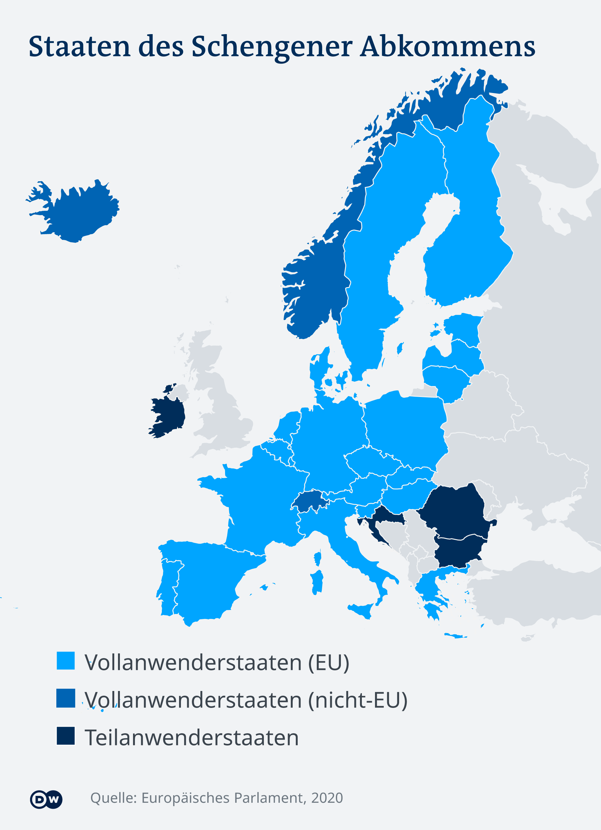 Karte Europakart mit Schengenraum 