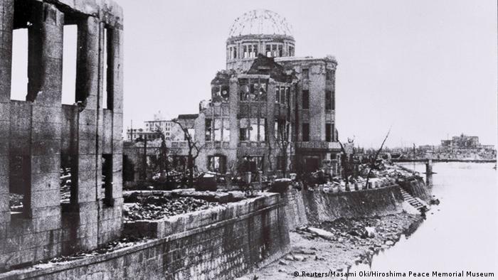 Durch Atombombe zerstörtes Stadtzentrum von Hiroshima (20.08.1945)