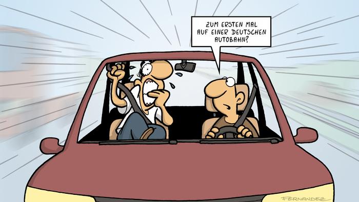  DW Euromaxx Comic von Fernandez Verstehen Sie Deutsch? Autobahn